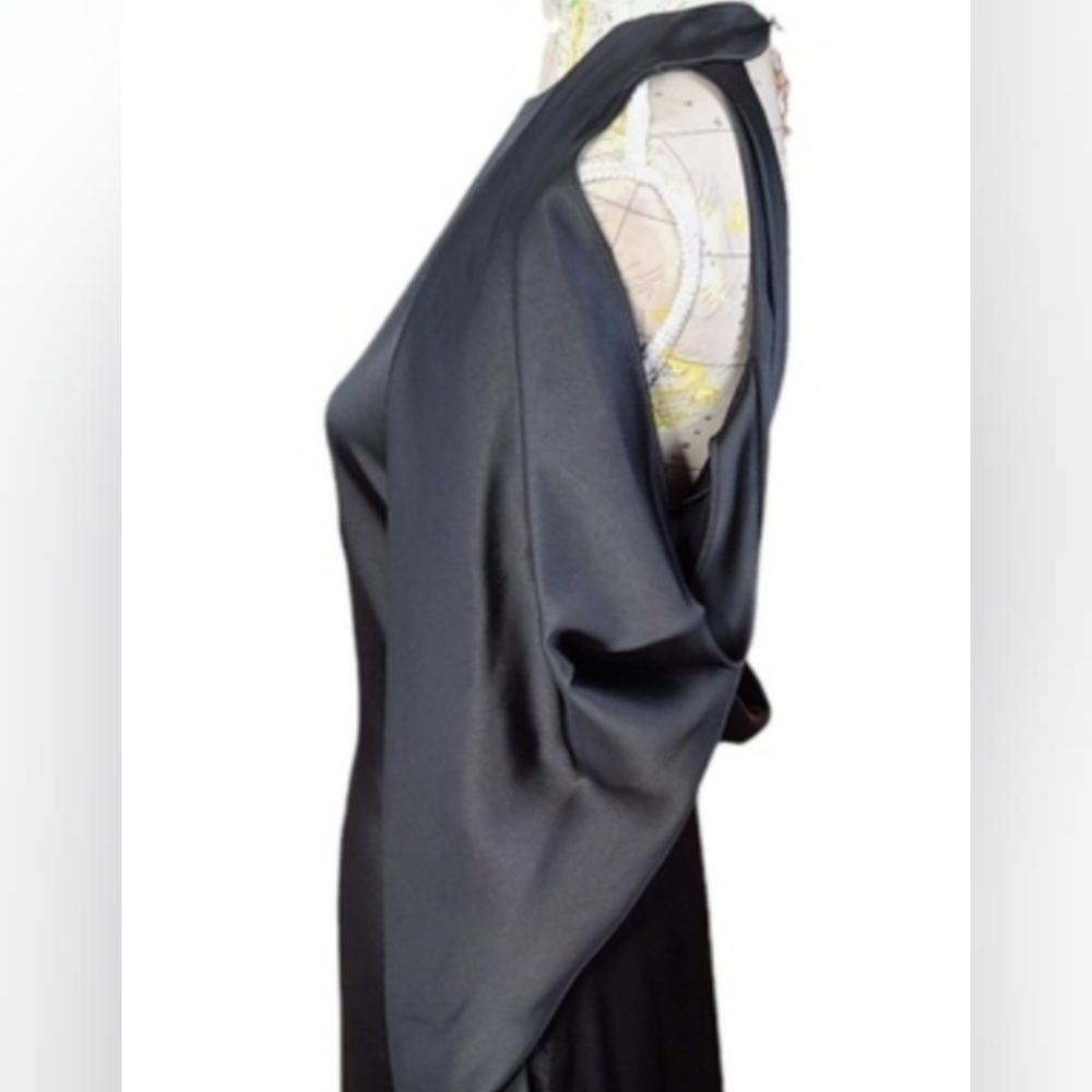 Jonathan Simkhai Caitlyn Size 2 Black Fluid Backless Silver Chainlink Maxi Gown - Picture 7 of 16